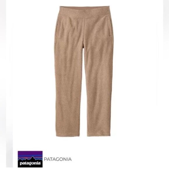 PATAGONIA Pans Womens Size Medium SHEARLING FLEECE CROPPED  Pampas Tan NWT - Picture 1 of 16